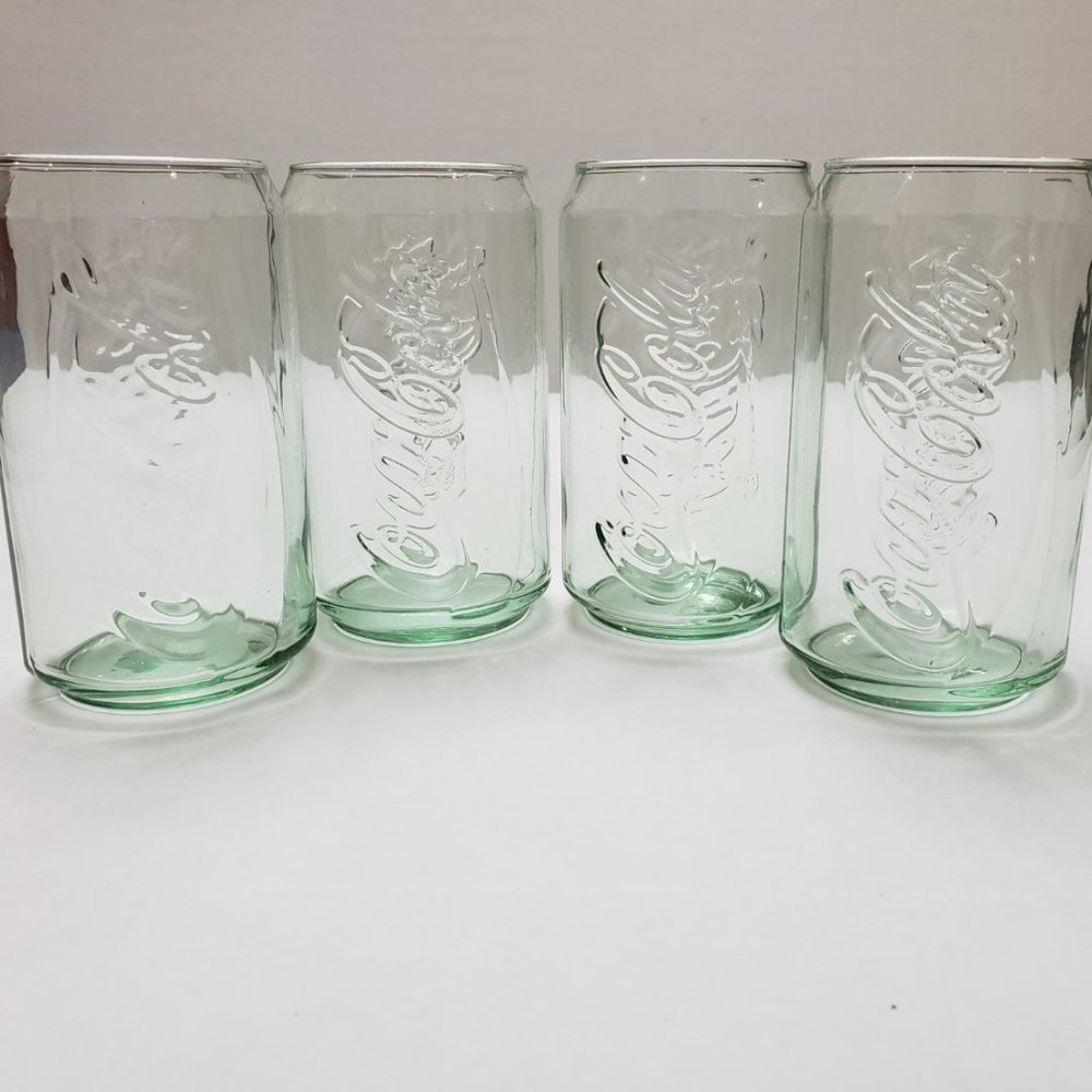 4 Coca-Cola® Can-Shaped Green Beverage Glasses - Picture 1 of 6